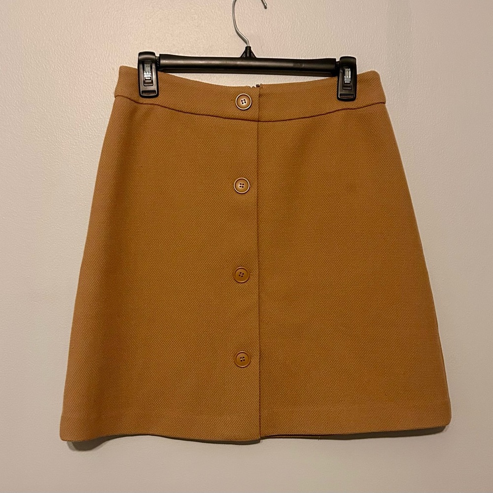 1901 Tan Button Front A-Line Mini Skirt Size 6